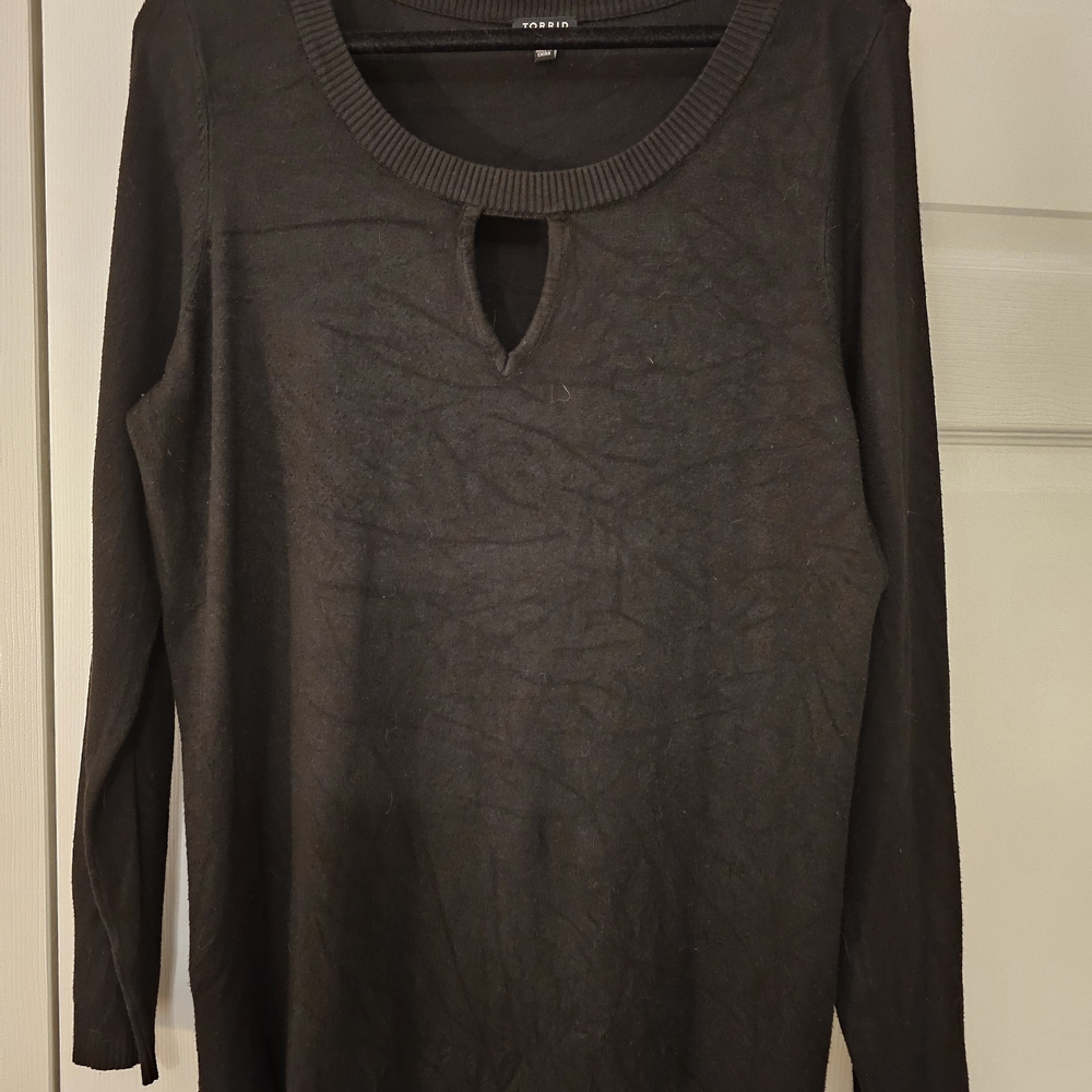 Torrid Black Crew Neck Keyhole Sweater
